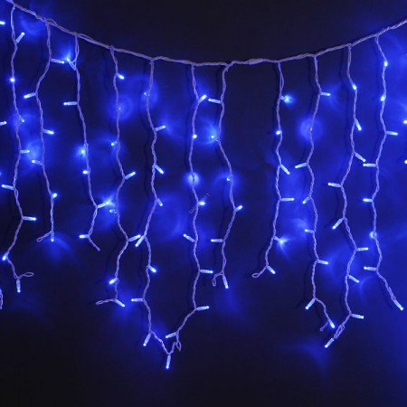 Гирлянда Айсикл (бахрома) светодиодный, 1,8 х 0,5 м, прозрачный провод, 220В, диоды синие
