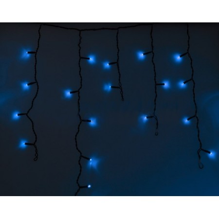 Гирлянда Айсикл (бахрома) светодиодный, 2,4 х 0,6 м, черный провод, 220В, диоды синие